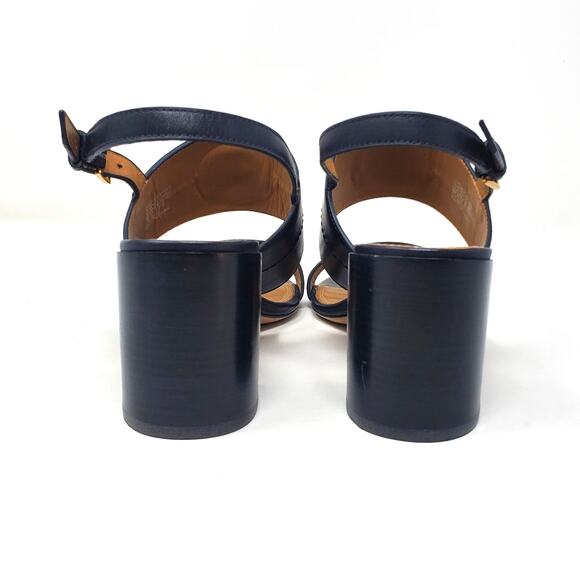 Tory Burch Everly 65MM Heeled Sandals Soft Calf Leather Black 60222 Size US 9 - Picture 7 of 10